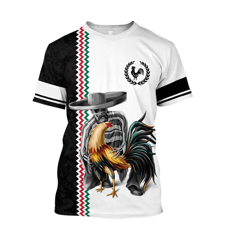 Футболка с круглым вырезом и принтом Fighting Rooster 3D, мужская повседневная футболка с коротким рукавом, модная уличная одежда в стиле Харадзюку унисекс