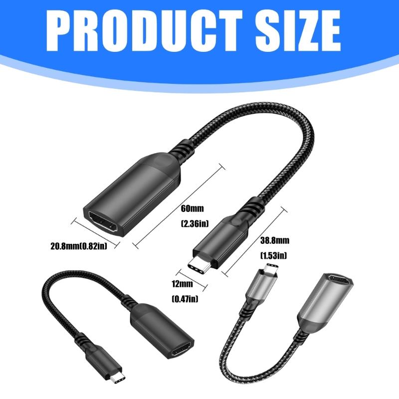 Type C To HDTV-compatible Converter Cable 4096x2160 60Hz/30hz 4K Output For USB C Laptops And Displays