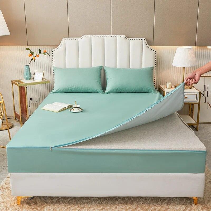 Шестисторонний водонепроницаемый наматрасник «все включено» с застежкой-молнией, устойчивый к мочеиспусканию чехол на кровать, однотонный защитный чехол для матраса, покрывало
