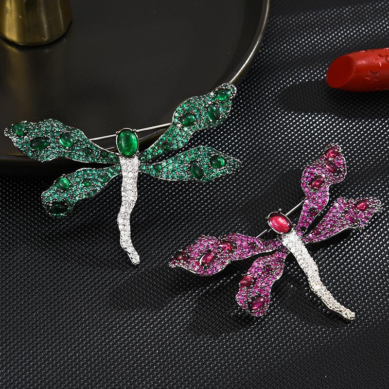23 Brooches High-End Women'S Exquisite Luxury Two-Color Dragonfly Corsage Trendy Coat Pin Decoration