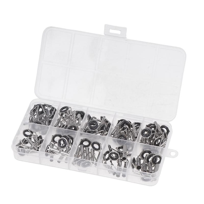 75Pcs/Set Fishing Rod Tip Repair Kit Fishing Rod Guides Eyelet Repair Rod Building Kit Rod Replacement Fishing Accessories