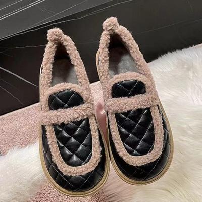 Модные хлопковые туфли на плоской подошве 2024 года, зимние новые удобные сращивающиеся дизайнерские туфли Sense Luxurious для женщин из хлопка, теплые и универсальные