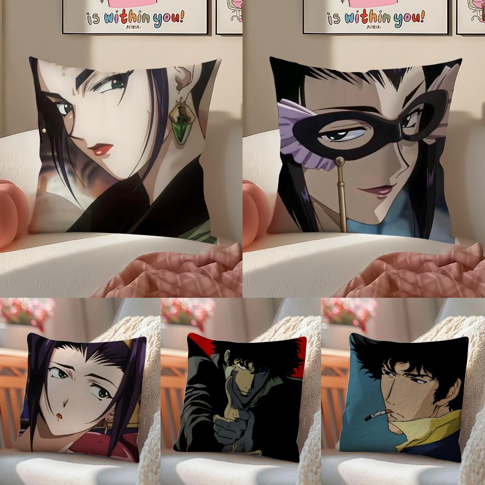 Anime jazzy CCowboy Bebop Cushion Cover Pillowcase Short Plush Invisible zipper Room Sofa Cushion Cover