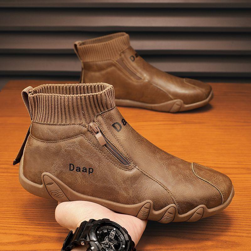 Высокие повседневные туфли для мужчин, высококачественные водонепроницаемые мужские ботинки, модная удобная рабочая обувь, нескользящие мужские ботильоны