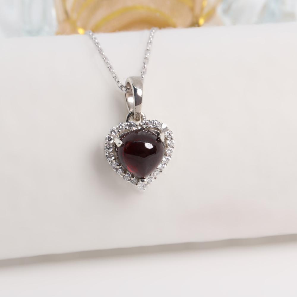 S925 Серебро "Любовь" в форме сердца с натуральным гранатом и драгоценным камнем, ожерелье, ювелирные изделия для женщин, жены, дочери, подарок, повседневная одежда