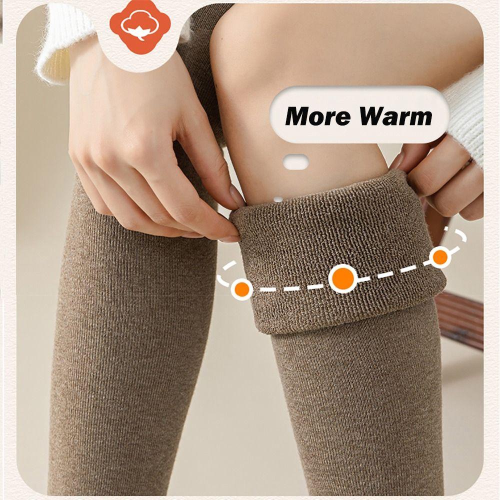 Cotton Knee High Socks Solid Color Knitted Stocking Long Tight Stocking Thigh High Socks