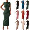 Women's Spring Summer Hot Item Sleeveless Back Slit Pleated Tight Fitting Casual Dresses