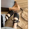 Sheepskin Version~ Chaohui Split-toed Mary Jane Genuine Leather Single Shoes Women's Round Head Pig's Trotters Buckle Strap Flat Sheepskin Pig's
