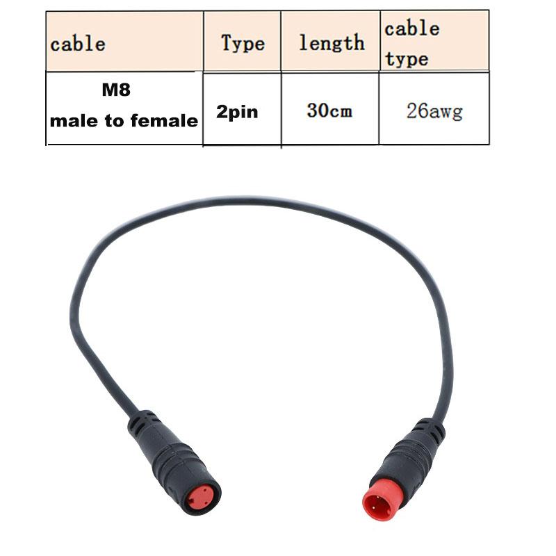 Водонепроницаемый 0,2 м 0,3 м m8 2-контактный сердечник Электровелосипед Штекер Мужской женский к Мужскому женскому Кабель Провод для Ebike сенсора Дисплея