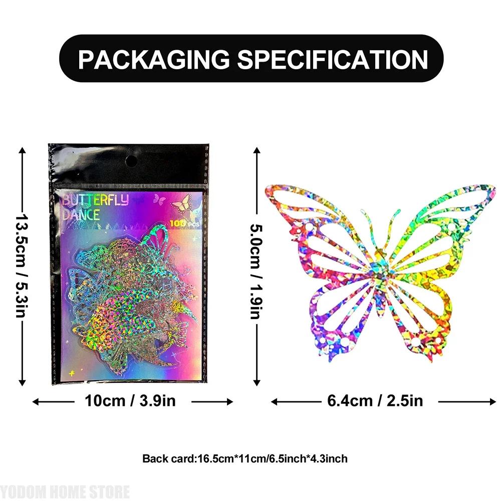 100pcs Holographic Laser Butterfly Stickers For DIY Guitar Scrapbooking Suitcase Water Bottle Phone Laptop Skateboard