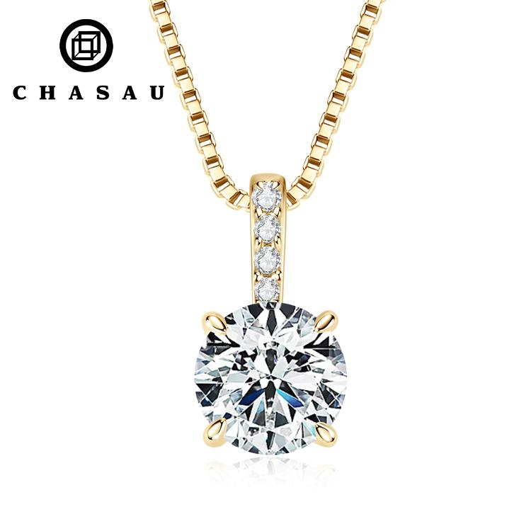 Sterling Silver 925 Round Cut 6.5MM 1CT Pass the Diamond Test With GRA Moissanite Pendant Necklaces for Women