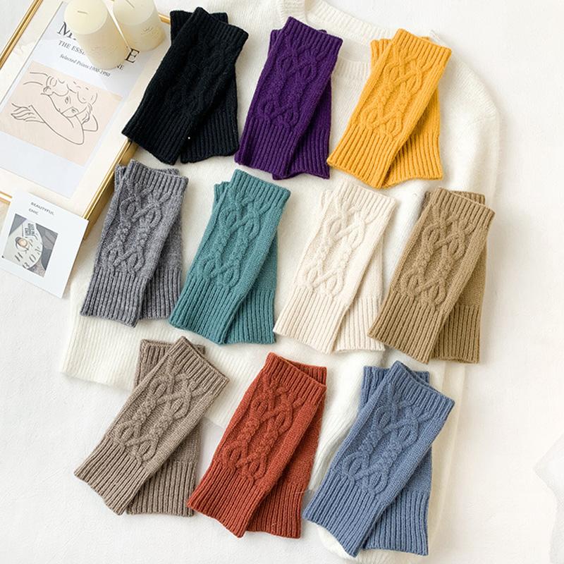 Перчатки с полупальцами, осенне-зимние, теплые, шерстяные, безпальцевые, мужские, женские, универсальные, мягкие, перчатки для запястья, варежки, теплые