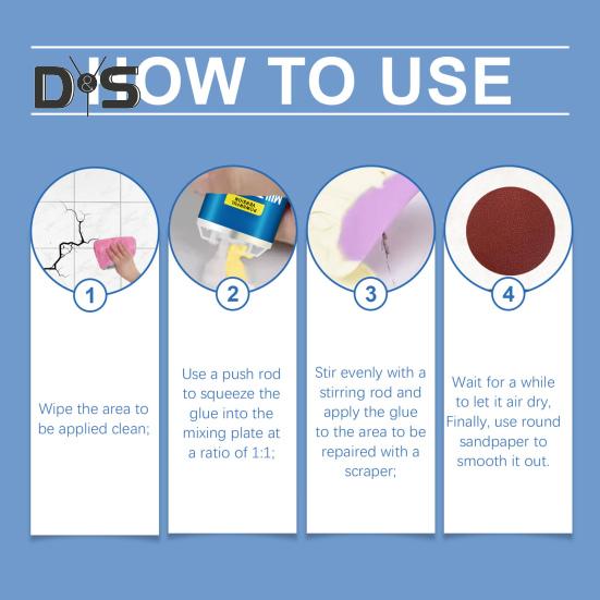 80G набор для ремонта затирки для плитки со скребком, круглой наждачной бумагой, палочкой для перемешивания, толкателем, водонепроницаемым средством для ремонта плитки для дома, кухни, ванной комнаты