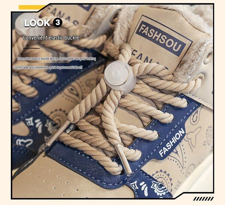 Men's & Women's Korean Style Fleece-Lined High-Top Sneakers