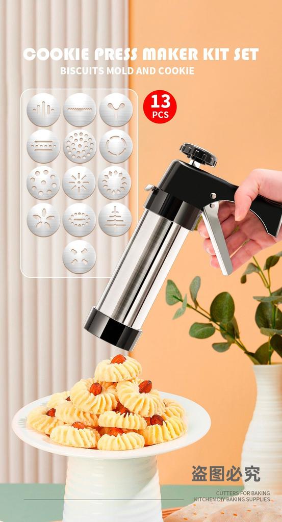 Extruding cookie machine, piping nozzle, meltable bean baking tools, cream piping gun, household baking molds