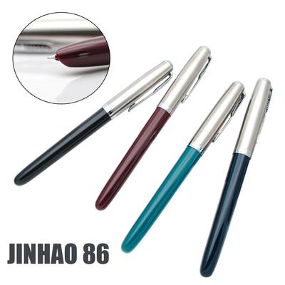 Перьевая ручка Jinhao 86 с серебряным колпачком и зажимом, перо EF 0,38 мм, ручка из смолы, классическая чернильная ручка для студентов, офиса, школы, бизнеса, письма