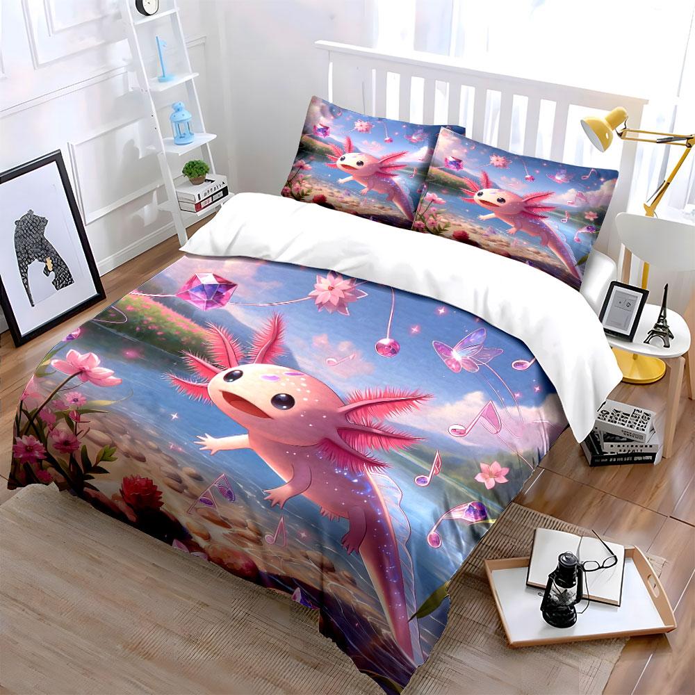 "Dreamy Axolotl Symphony" Bedding sets Duvet covers Pillowcases(1* Duvet Cover 2* Pillowcases without duvet insert)