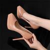 Женские туфли-лодочки Бренд 10 см 12 см Тонкие высокие каблуки Черные ПУ туфли без застежек с острым носком Платье Офис Карьера Вечеринка Свадьба Водонепроницаемые женские туфли