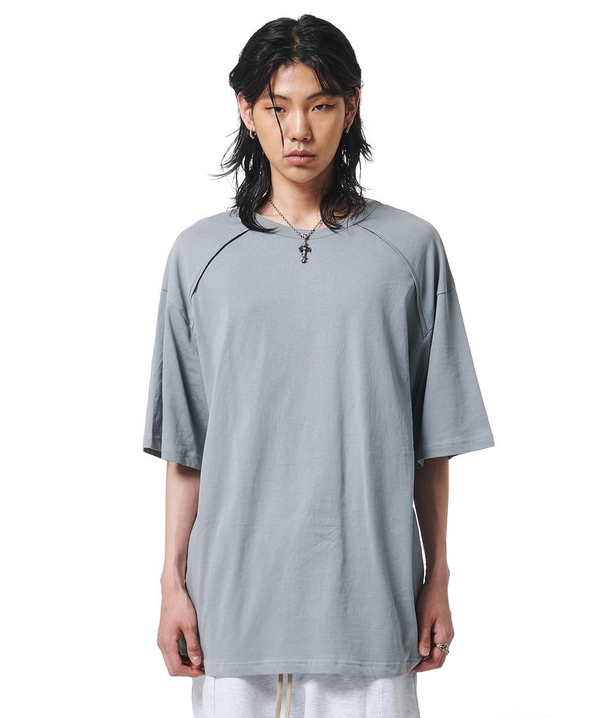 ATTENTIONROW 22Ss07At031 Shoulder Piping Regular Oversized Short Sleeve (Gray)