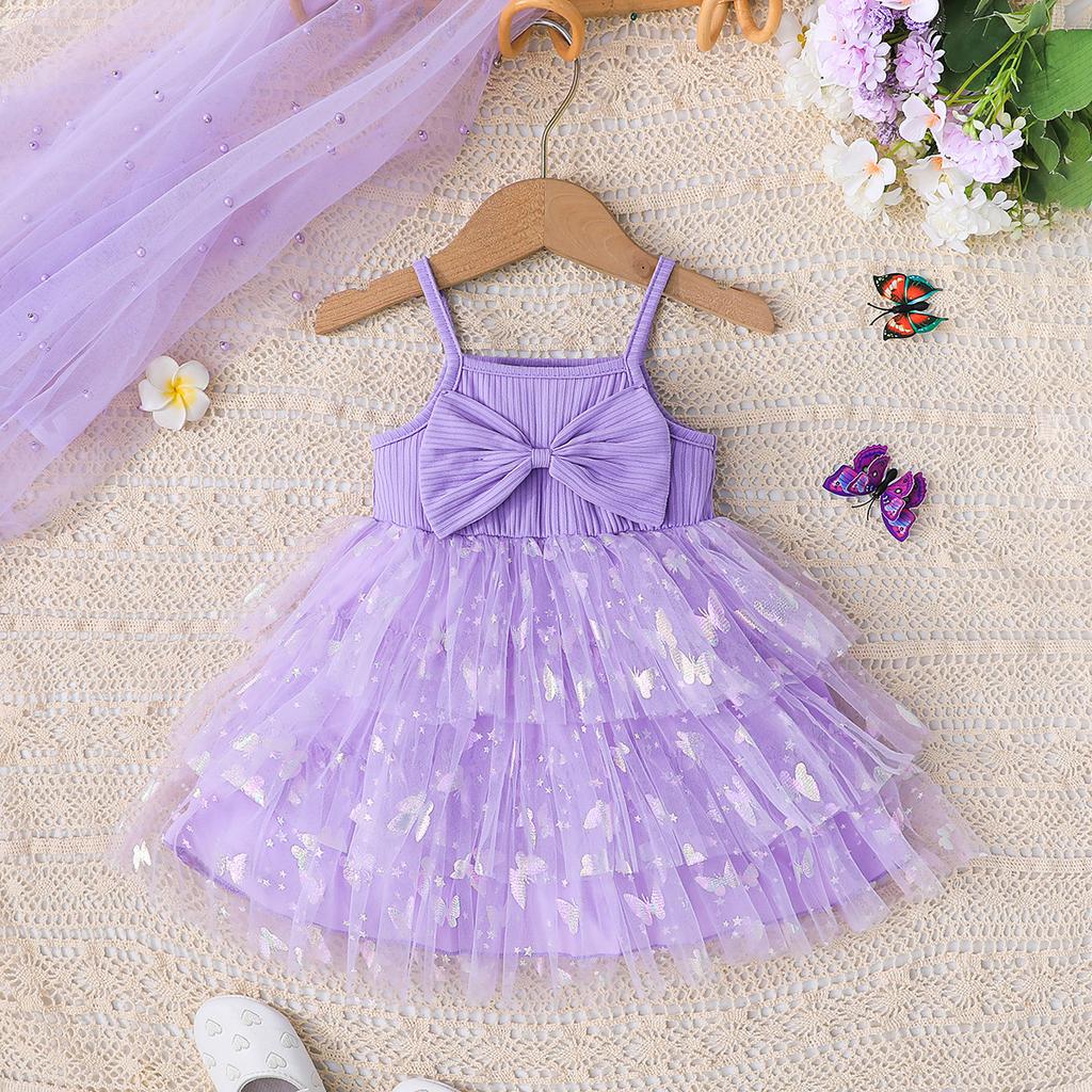 Милое платье-халтер с бантом для девочек, летнее детское модное платье принцессы