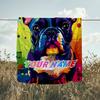 1PC Custom Name Colorful French Bulldog Art outdooor Flannel blankets Throw Blanket All-Season Throw Gift Bedspread for Couch, Bed, Camping Holiday Bi