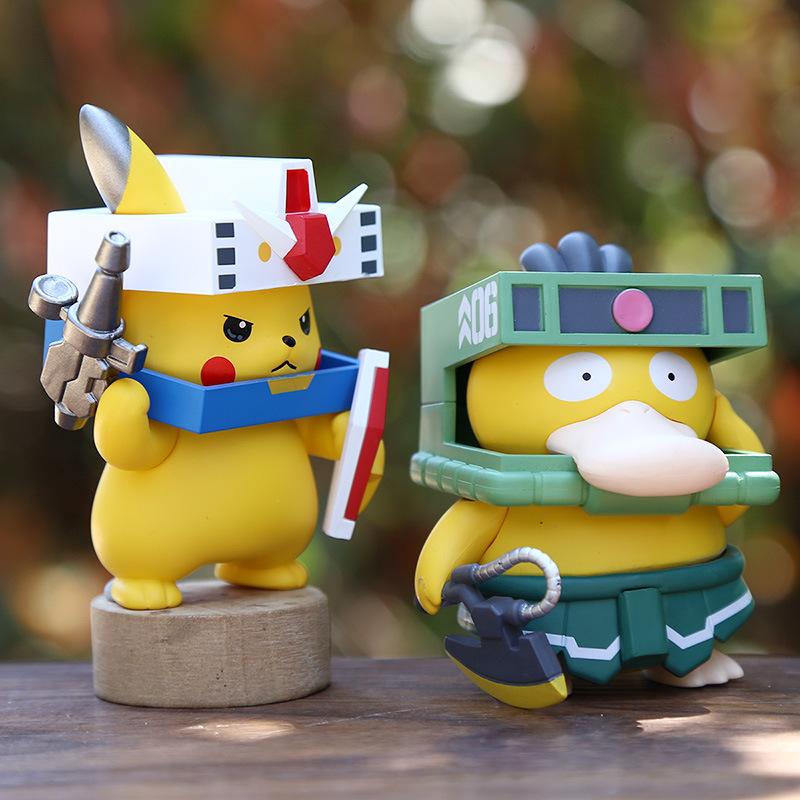 Pikachu COS Gundam Series Figure Model Office Healing Collection Decorative Ornaments (4pcs)
