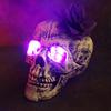 Halloween Skull Statue with Flower Plastic Small Size Human Head Bone Sculpture Collectible Skeleton Figurine for Indoor Outdoor Decor