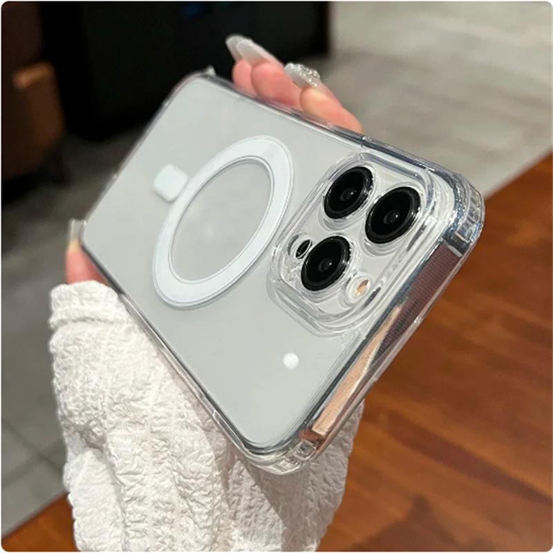 Чехол Magsafe для Apple iPhone 15 14 13 12 11 Pro Max 14 15 Plus 15, противоударный чехол с беспроводной зарядкой, магнитный ациловый прозрачный чехол из ТПУ