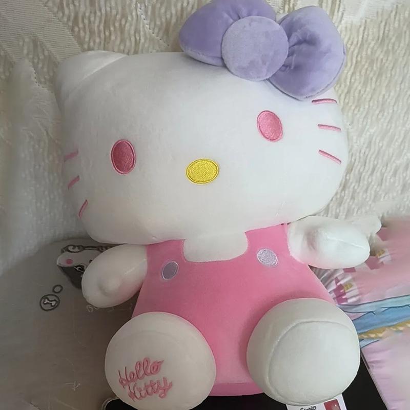 Официальная плюшевая игрушка Sanrio Hello Kitty с фиолетовым бантом, мягкая набивная кукла, подарок на день рождения для девочек, Кавайная игрушка с лицензионным персонажем