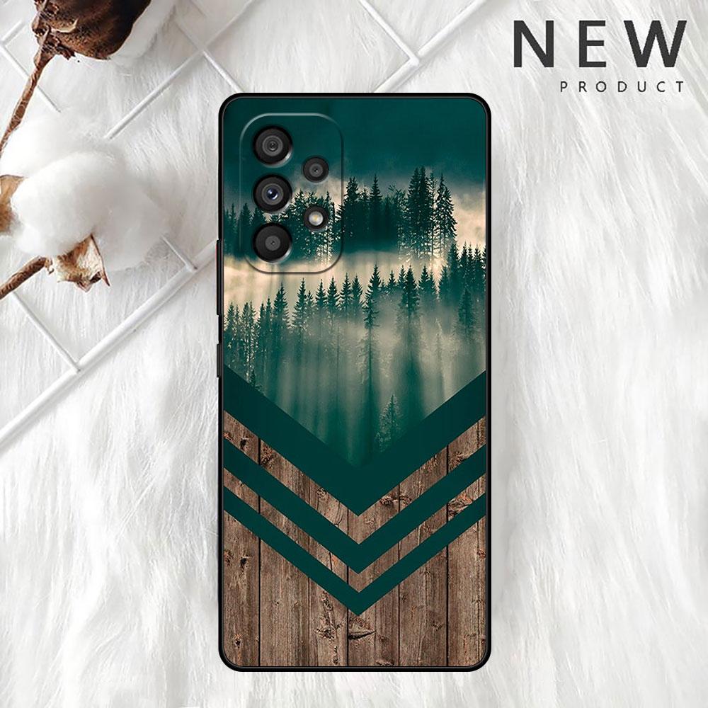 Чехол с лесной геометрией, деревом и природой для Samsung Galaxy A52 A53 A13 A12 A32 A33 A51 A21s A71 A23 A31 A22 5G, черный чехол для телефона