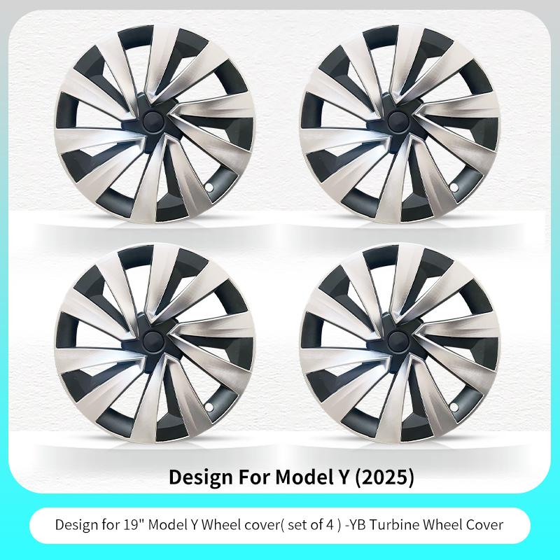 4PCS for New Model Y 2025-2026 Juniper 19in Turbine Style Hubcap Rim Cover Accessories Hub Cap Automobile Wheel Cap for Tesla