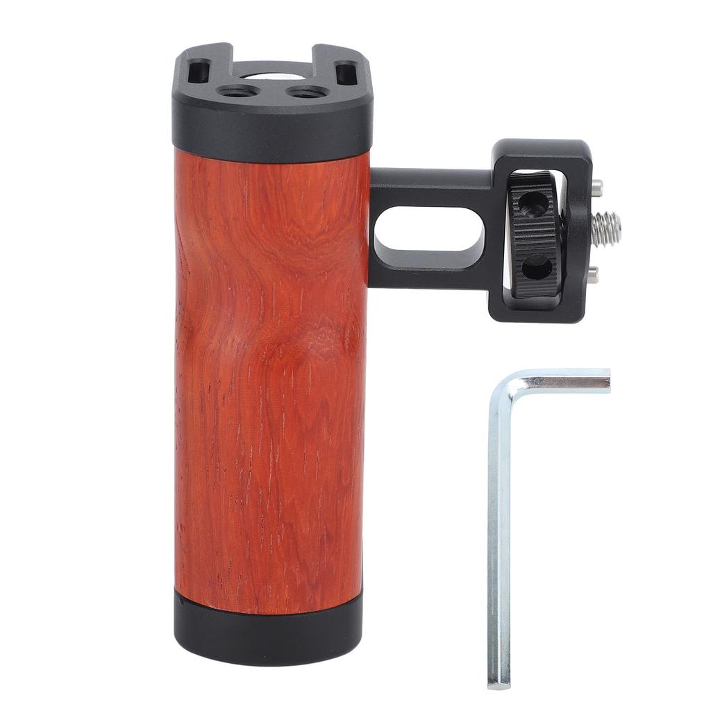 Universial Camera Cage Left Right Side Handle Side Wooden Handle Grip with Cold Shoe Mount 14 Inch