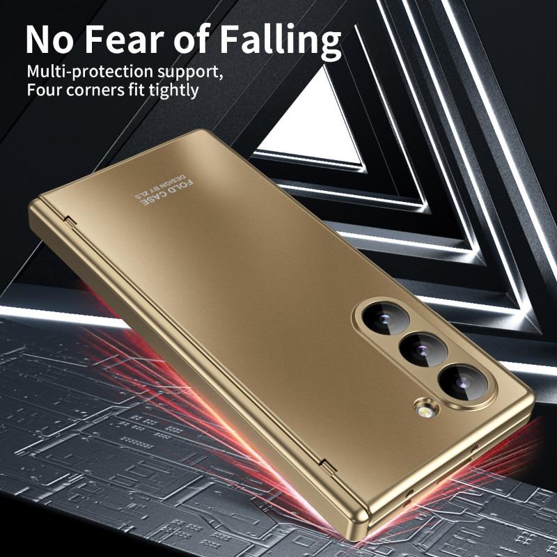 Гальванизированный жесткий чехол для телефона Samsung Galaxy Z Fold 6 5 4 3 Fold6 Fold5 Fold4 Fold3 защита шарнира противоударный чехол