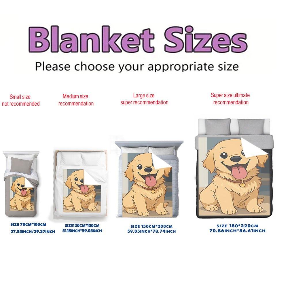 Cute Puppy Print Flannel Throw Blanket Soft Cozy Fleece for Home Office Sofa Car All Season Gift 150x200cm