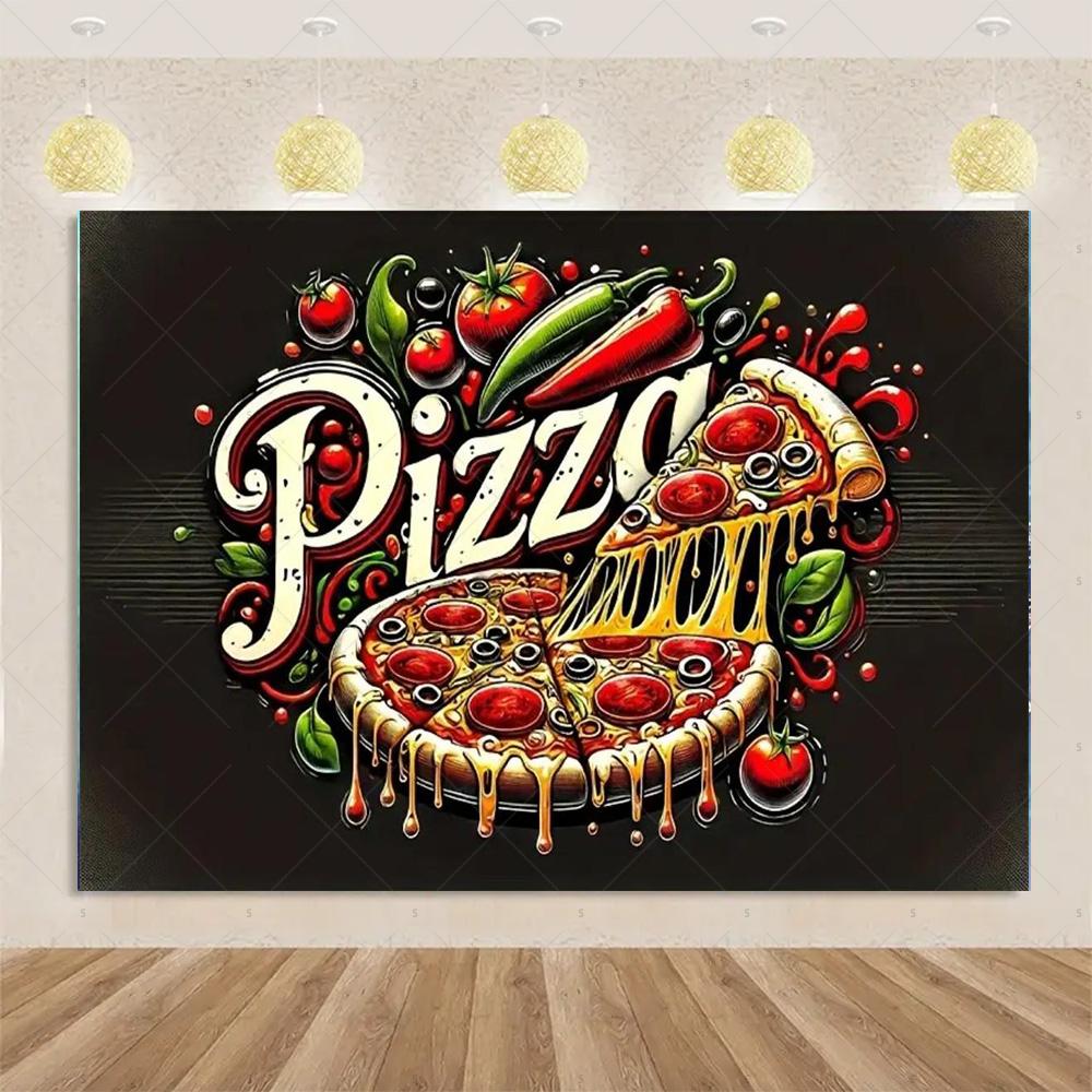 Pizza Hamburger Backdrop Supplies Quick Food Kid Birthday Party Decoration Cola French Fries Background Banner Photography Prop