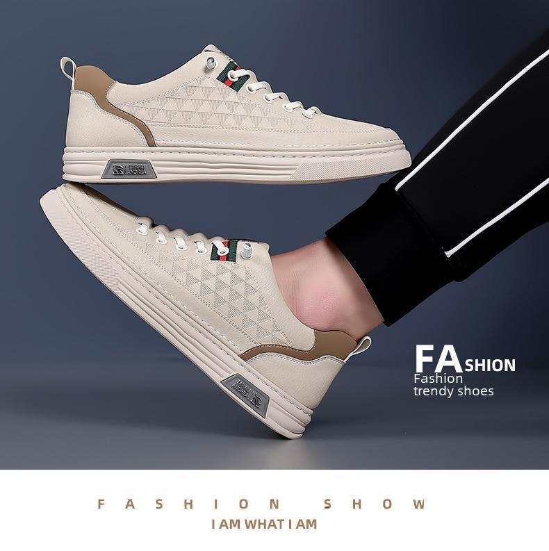 Мужские повседневные белые туфли из мягкой дышащей кожи 2024 года — модный и универсальный спортивный дизайн