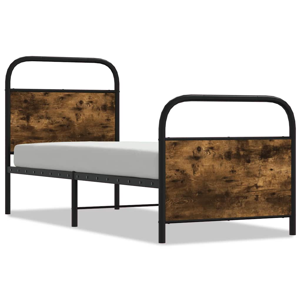 vidaXL Bettgestell ohne Matratze 75x190 cm Räuchereiche Holzwerkstoff