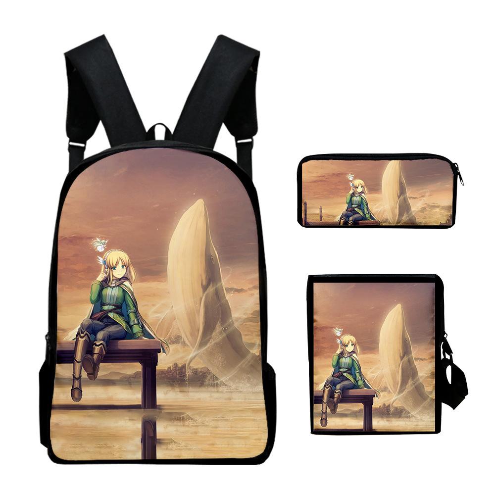Trendy In the Land of Leadale 3D Print 3pcs/Set pupil School Bags Laptop Daypack Backpack Inclined shoulder bag Pencil Case