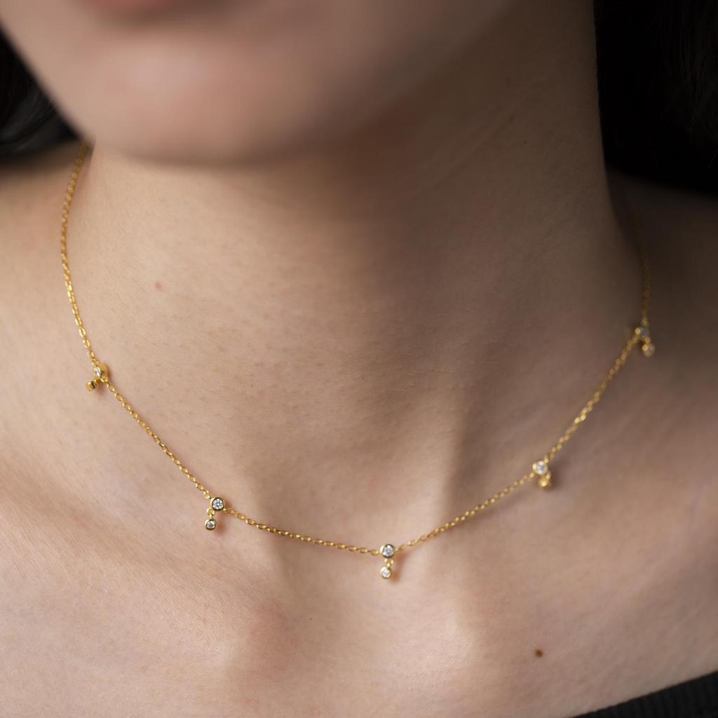 ANDYWEN 925 Sterling Silver Gold Zircon Charm CZ Choker Long Chain Necklace 2023 Women Classic Wedding Fine Jewelry Gift