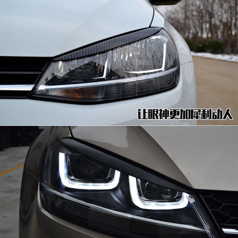 Подходит для аксессуаров VW Goft 7 2014 2015 2016 2017 Фара бровь веко крышка декоративная отделка глянцевый черный карбон
