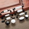 Black White Ceramic Cabinet Handles Zinc Alloy European Cabinet Pulls Drawer Knobs Wardrobe Door Handle Furniture Handle