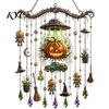Retro Style Pendants Halloween Wind Chimes, Acrylic Spooky Sun Catcher for Window Garden Yard, Gothic Chimes Hanging with Crystal Stars Moons