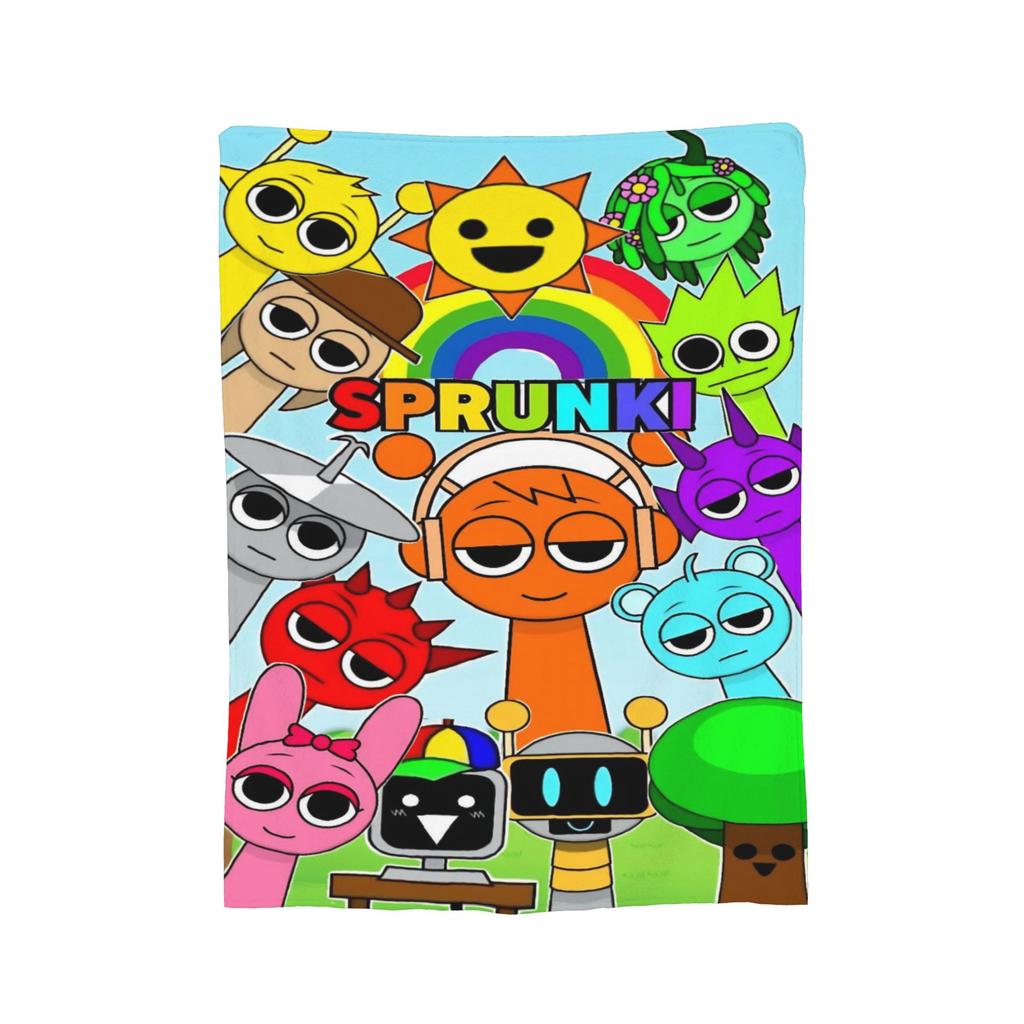 Sprunki Beats Horror Music Box Flannel Throw Blankets Blankets for Bed Office Lightweight Quilt,