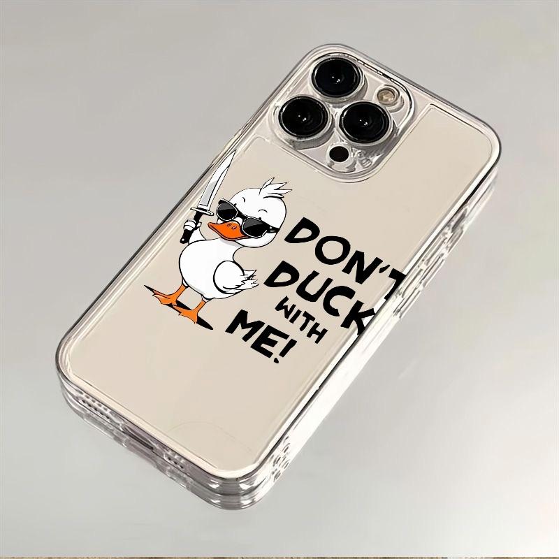 Чехол-утка с крутым характером для iPhone 17 Air 16E 16 15 14 11 Pro Max Plus 13 12 Mini 8 7 X Прозрачный противоударный чехол