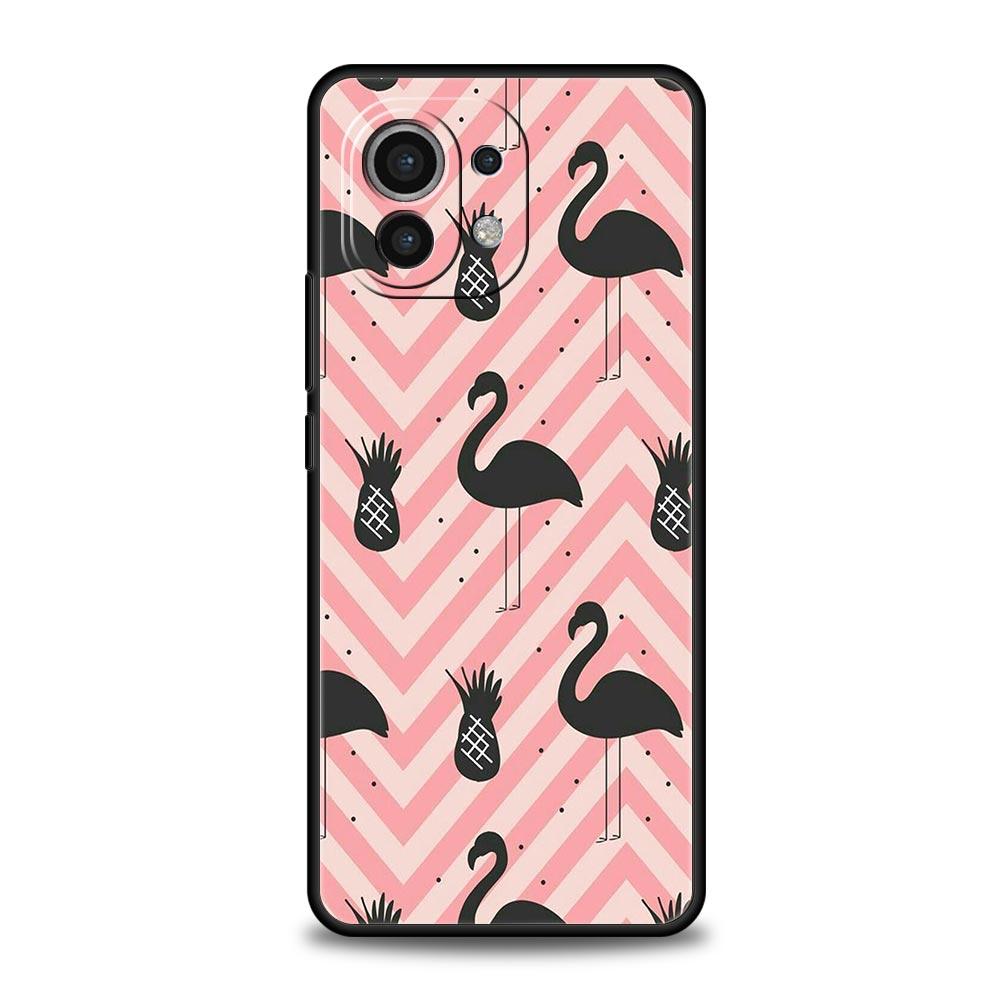 Розовый, красный чехол с изображением фламинго для телефона Xiaomi 13 12 11 Lite 12T 11T 10T 9T Mi Poco X5 M4 M3 X4 X3 Pro F5 F4 F3 GT 5G, черный чехол