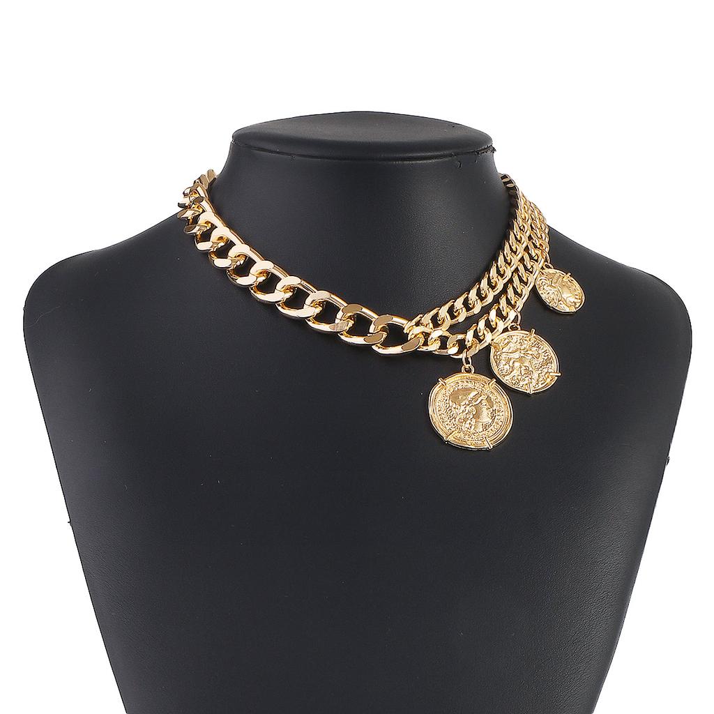 Tooxika Металлическая цепочка-ожерелье Креативный нишевый дизайн Минималистичная цепочка-ожерелье с круглым кулоном