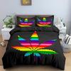 3D Digital Printing Bedding Colorful Leaf Quilt Cover Three-Piece Home Textile Model