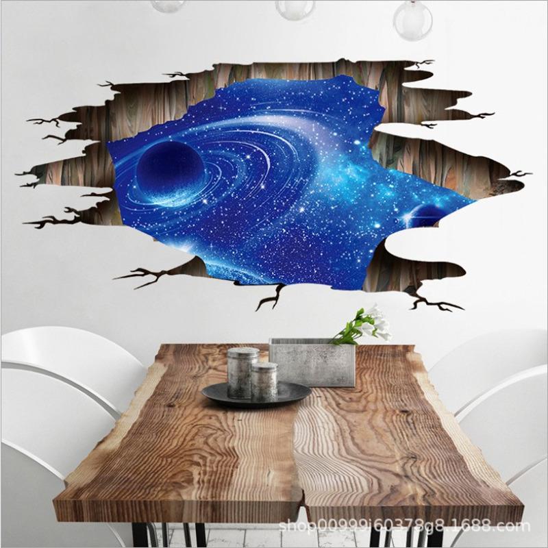 1 шт. 60x90 см космическое пространство 3D наклейки на стену галактика морской самолет небо украшения дома наклейки для детской комнаты пол гостиной