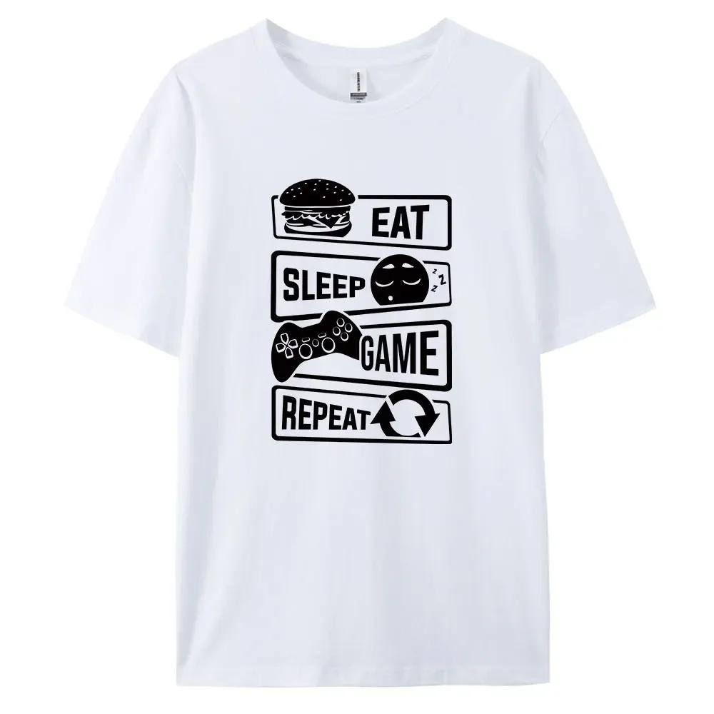 Playgame Unisexs Casual Shortsleeved Tshirt With Cotton Fashion Print Tees Oversize