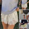 Women Satin Silky Shorts Lace Trim Patchwork Micro Shorts Low Rise Boxer Shorts Lounge Slip Pajama Bottoms